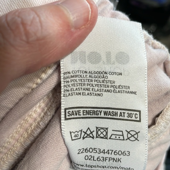 Topshop Moto LEIGH Light Pink Cropped Denim Jeans Size 32 x 30 (fits small) - Picture 7 of 7